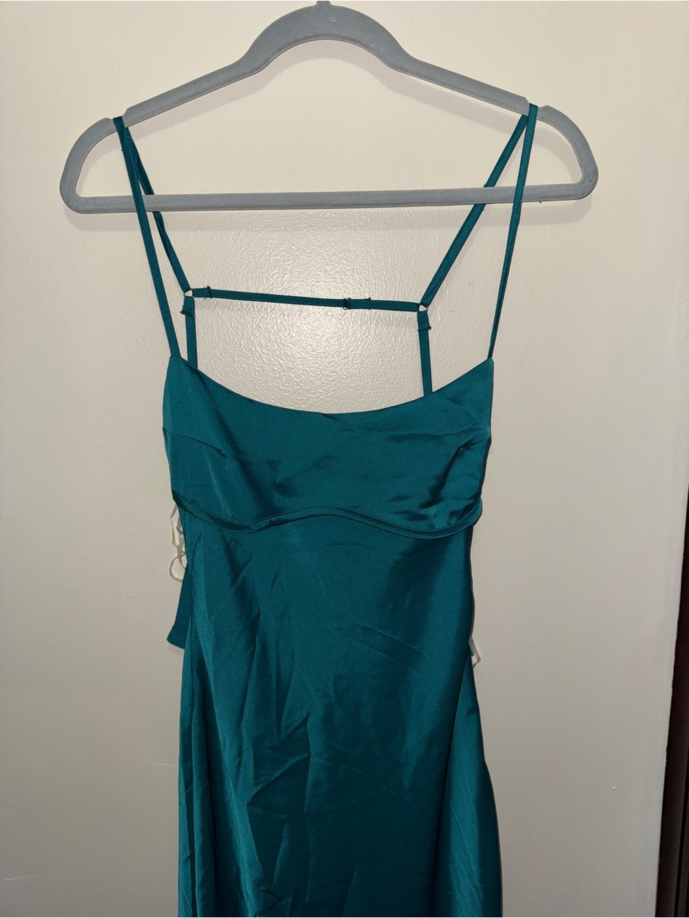 Strapless Teal Slip Dress with Adjustable Thin Straps